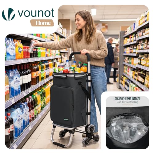 VOUNOT® Aluminium Einkaufstrolley Treppensteiger, 3 in 1 Trolly Einkaufswagen Klappbar...