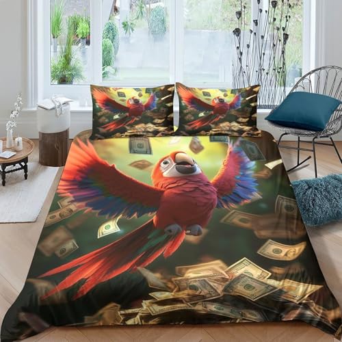 Housse de couette perroquet volant 3D 140x200 microfibre anti-tache - 4