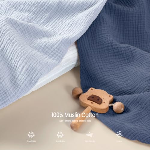 Image of lulumoon Muslin Bassinet Sheets 3Pack: Fitted Most Bedside Sleeper Mattress | Soft Cotton Bassinet Mattress Sheets for Baby - 33x21 inch Flexible Fit for Baby Delight Dream on Me and Other Rectangle pads