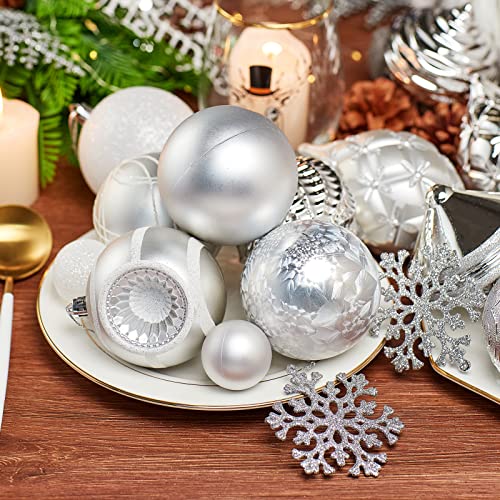 Xmasexp Christmas Ball Ornaments Assorted Shatterproof Christmas Ball Set With Reusable Hand-Held Gift Package For Xmas Tree Decoration (Silver, 102Pcs) #TOP3