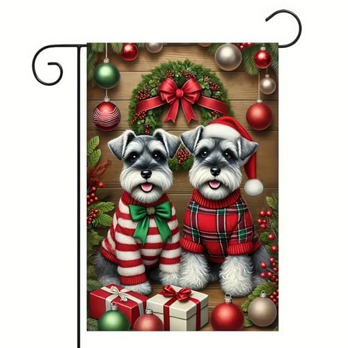 Image of BlissYard Schnauzer Winter Garden Flag 12x18 Inch Polyester