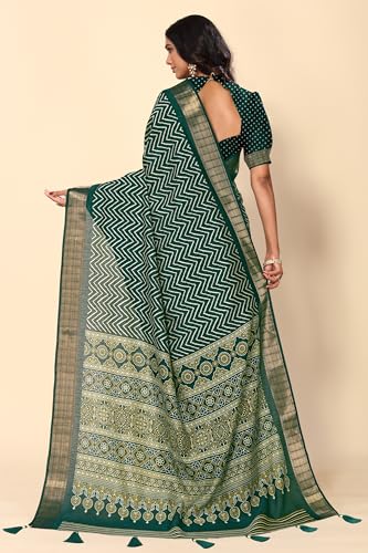 Image of MIRCHI FASHION Women Saree Cotton Silk Batik Block Printed | Breathable Office Wear and Regular Use Sari with Blouse Piece
