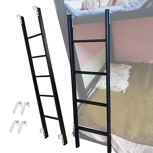 Escalera para litera de autocaravana negra y ajustable de 150 cm con ganchos
