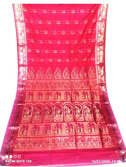 RIAA Collection Gorgeous Authentic Traditional Pure Swarnachari Saree Zari Woven Ethnic Sari (SWS-1612_Magenta)