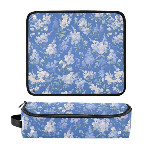 Bolsa de Viaje Lilac Flowers Azul para Herramientas de Pelo con Almohadilla Resistente al Calor Organizador Portátil para Mujeres miniatura 3
