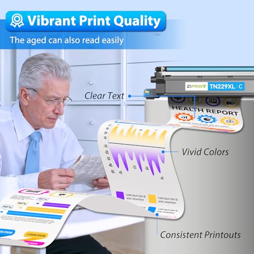 Image of ZIPRINT TN229XL Toner Cartridges 4 Pack TN229 MFC-l3780CDW 3720CDW Toner | Compatible with Brother MFC-L3780CDW L3720CDW HL-L3280CDW L3220CDW L3300CDW L3295CDW Printer (Black Cyan Magenta Yellow)