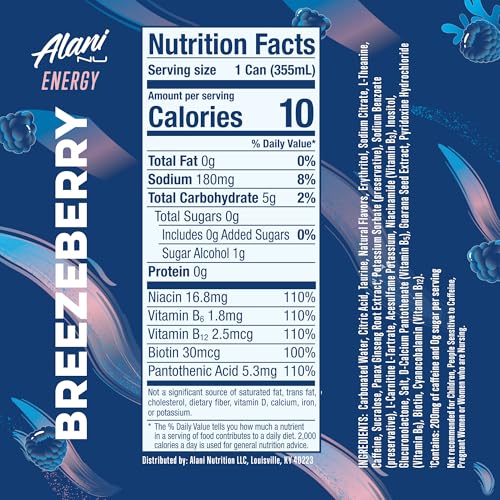 Alani Nu Breezeberry Sugar Free Energy Drink (Pack of 12) - image 3