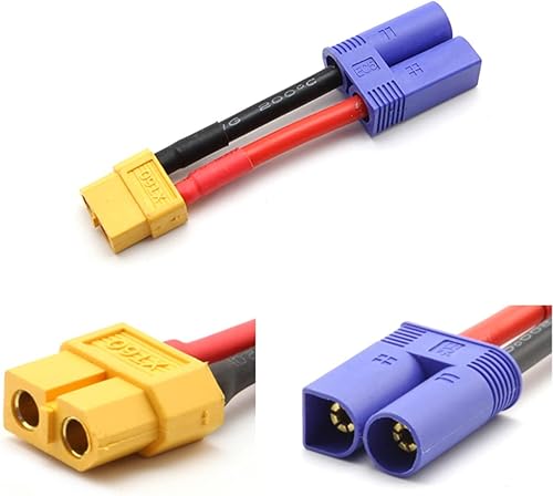 Miniatura 4 de 2 pares EC5 a XT60 conector macho hembra adaptador de conversión de enchufe con 2.0 in 12 AWG cable de alambre para RC Hobby Modelo FPV Drone Car