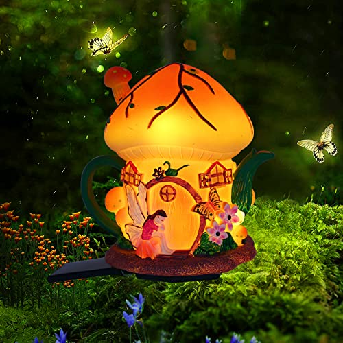 Vookry Solar Mushroom Lights Fairy Garden Lights For Home Decor Outdoor Decorative Stakes Mushroom House Solar Powered Led Landscape Lighting For Lawn, Walkway, Patio, Yard #TOP12