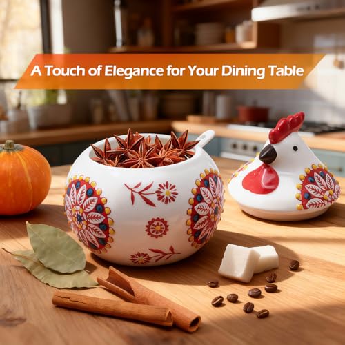 50% Off Ceramic Chicken Salt Cellar with Lid & Spoon - Image 3