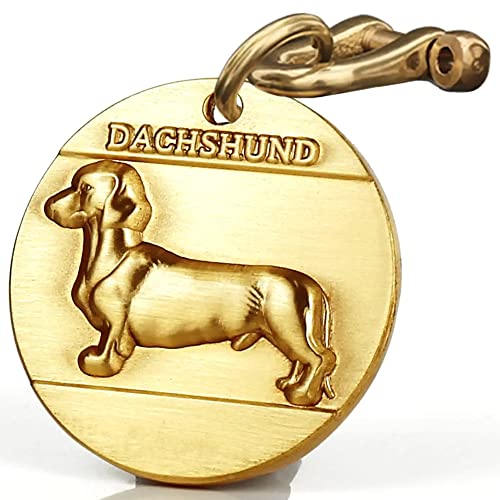 Vintage Pure Copper Pet Id Tags,Personalized Dog Tags,Three-Dimensional Relief Pet Pattern,Lettering On The Front And Back,Custom Pet Tags (B36-Dachshund) #TOP7