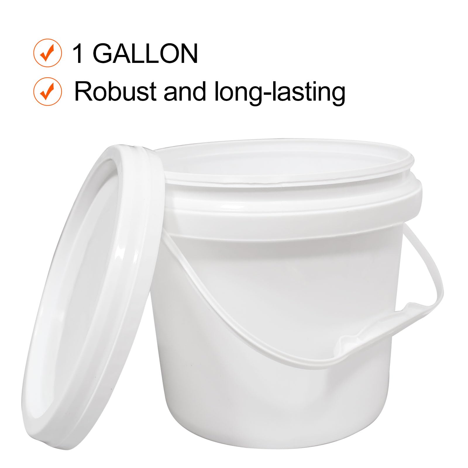 Paquete de 13 cubos de plástico blanco con asa y tapa, contenedores de almacenamiento de alimentos de 1 cuarto de galón, cubo de plástico multifuncional para pintura, agua, manualidades,