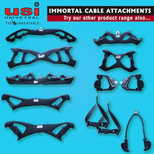 Image of USI UNIVERSAL Immortal Cable Machine Attachment, LAT Pulldown Attachments, Triceps Pull Down Attachment, Cable Machine Attachments, Home Gym Accessories (Black- Cable Handles)