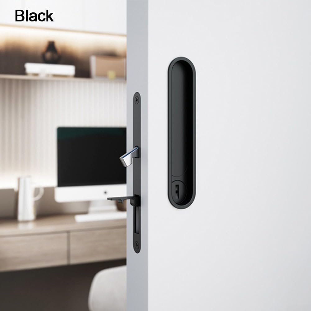 Cerradura de puerta corredera de funcionamiento suave con diseño ovalado para decoración moderna del hogar (negro)