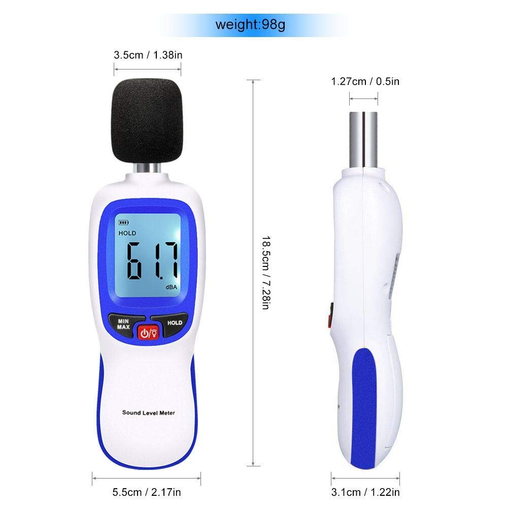 Sound Level Meter, Tragbares Digitales Schallpegelmesser zur Geräuschmessung 30-130dba Dezibel Messgerät, dB Messergerät für Kontrolle Klangqualität