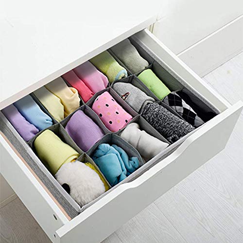 Dresser Drawer Organizer Divider, Foldable Underwear Clothes Storage bins Organizer for Bras,Ties,Belts,Socks, Set of 2