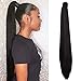 SEIKEA 32 Inch Clip in Ponytail Extension Wrap Around Long Straight Pony Tail Hair Synthetic Hairpiece for Women - Black Brown