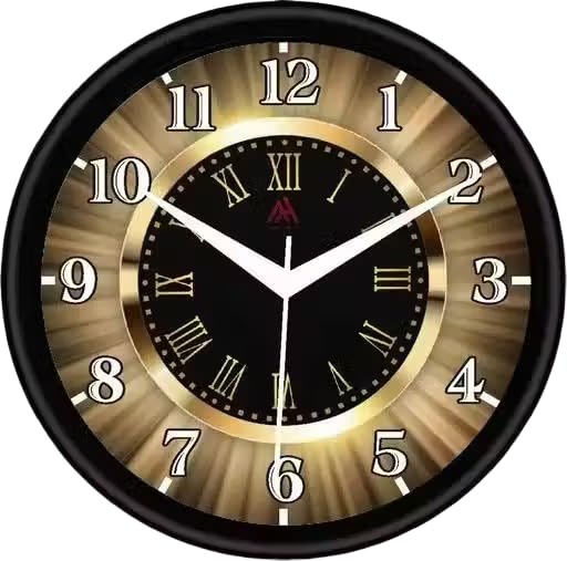 Image of Harsha Craft & Creations Decorative Designer and Stylish Glass Analog Wall Clock Suitalbe for Living Room Hall Bedroom, Office 01 (Golden Sunburst Elegance)