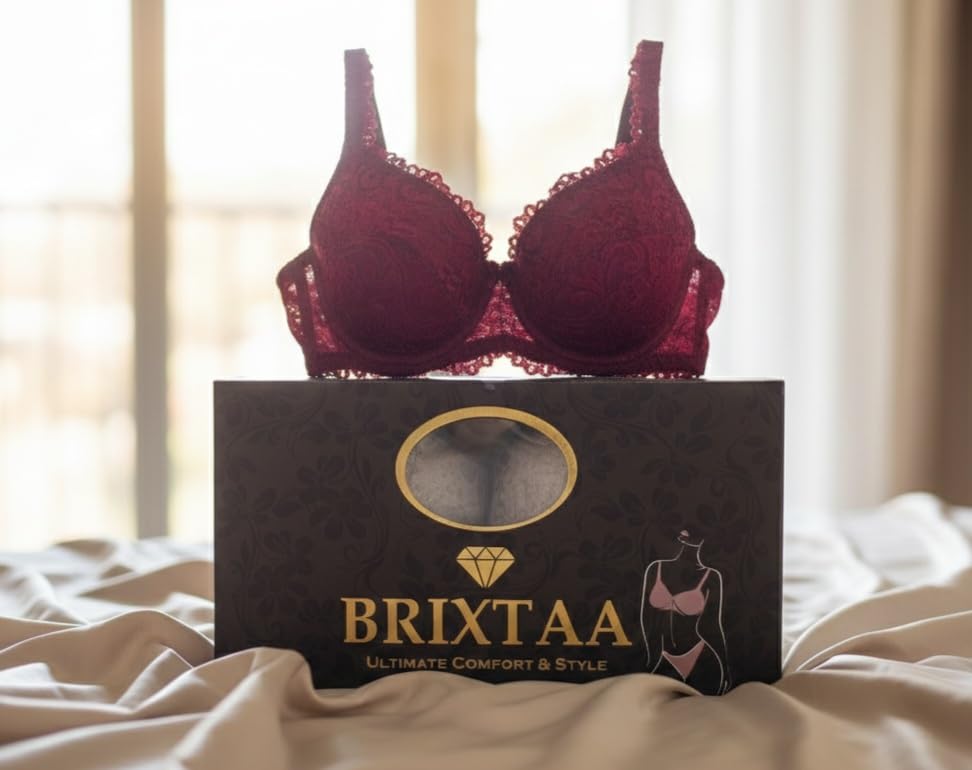 Image of Women's High-Support Lace Bra, Non-Padded, Unlined, Full Coverage, Lingerie