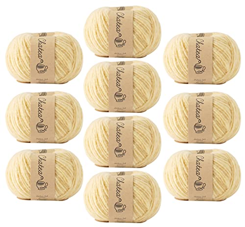 原ウール Knitworm 毛糸 10玉セット チャティふんわりヤーン 並太 30g(約84m) ポリエステル100% 4.レモンのサムネイル