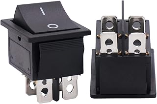 Twidec/2Pcs Rocker Switch AC 16A/125V 20A/250V DPST 4 Pins 2 Position ON/Off Car Boat Black Rocker Switch Toggle（Quality Assurance for 1 Years） KCD2-201