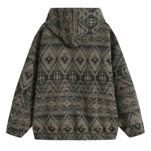 GURUNVANI Mens Ethnic Jacquard Hooded Sweatshirt Aztec Pattern Knit Hoodie Vintage Tribal Pullover Top2
