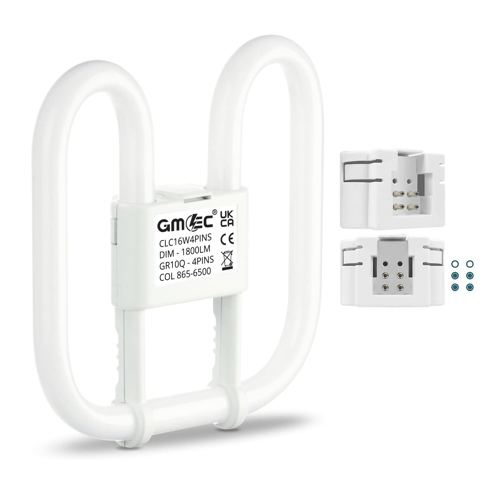 GMEC GR10q 16W 4 Pin Fluorescent Bathroom Light Bulb Also for Bedroom Kitchen, Living Room, 6500K Day Light Cool White