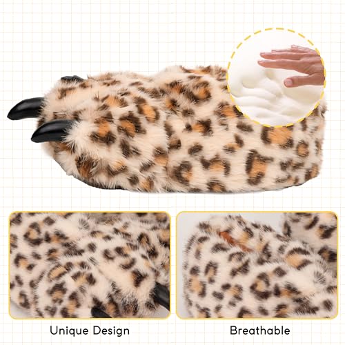 Image of Women Plush Animal Paw Slippers Funny Novelty Bear Claw Slippers Cozy Furry Warm Memory Foam Slippers Gifts for Halloween Christmas