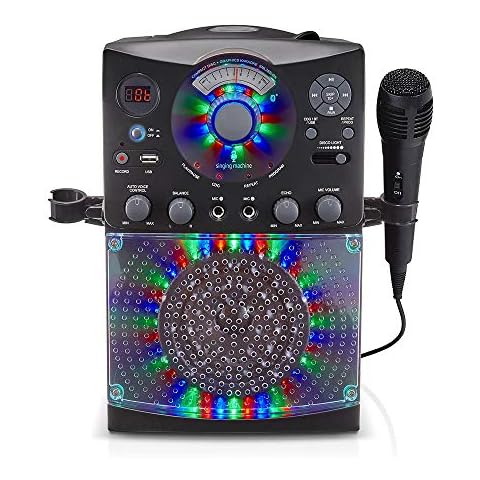 Singing Machine SML385UBK Bluetooth Karaoke System with LED Disco Lights, CD+G, USB, and Microphone, Karaoke Machine for Kids and Adults, Black [Amazon Exclusive] Cover