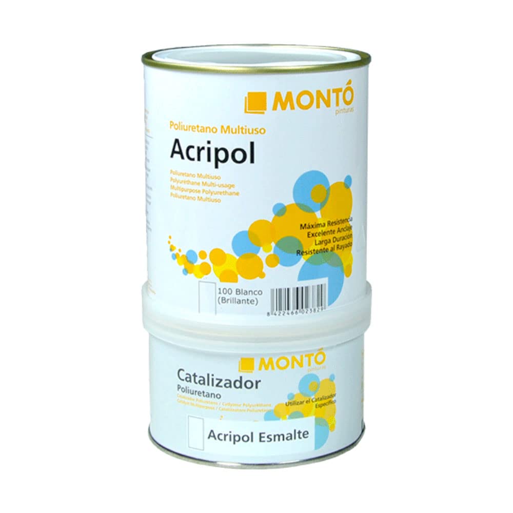 Montó Pintura de Poliuretano de Alta Resistencia para el Pintado, Mantenimiento y Protección de Piscinas de Poliéster. Acripol Piscinas Poliéster + Catalizador Color Azul 4L