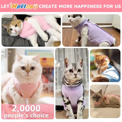 Cat Recovery Suit for Spay Abdominal Wounds, Kitten Onesie Bodysuit for Cats After Surgery, Cat Surgery Recovery Suit Female Cone of Shame Alternative for Cats Anti Licking (Pink,M) - Image 4
