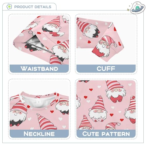 JUNZAN Valentine Cute Gnomes Pink Kids Girls Sweatshirt Hoodie Crewneck Sweatshirts for Boys Party 4T3