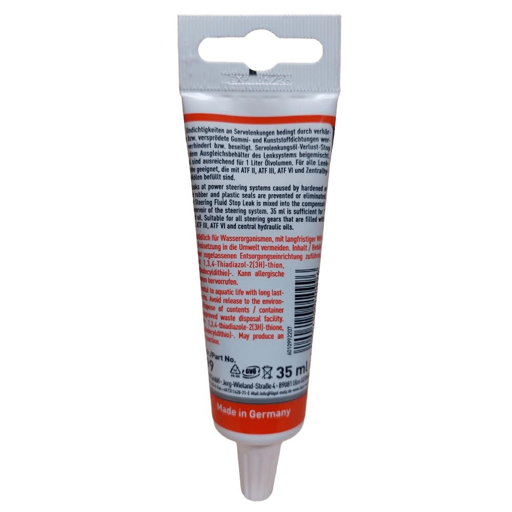 LIQUIMOLY 1099 ADDITIVO per PERDITE Olio SERVOSTERZO. PREVIENE ED ELIMINA Le PERDITE da GUARNIZIONI E PLASTICHE della Scatola STERZO. Confezione : Kit Promo 2 FLACONI da 35 ML