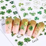 St. Patrick's Day Nail Stickers - Green Shamrock Nail Art Decals 3D Nail Design St. Patrick's Day Nail Stickers for Women Nail Decorations for Women 4Sheets
