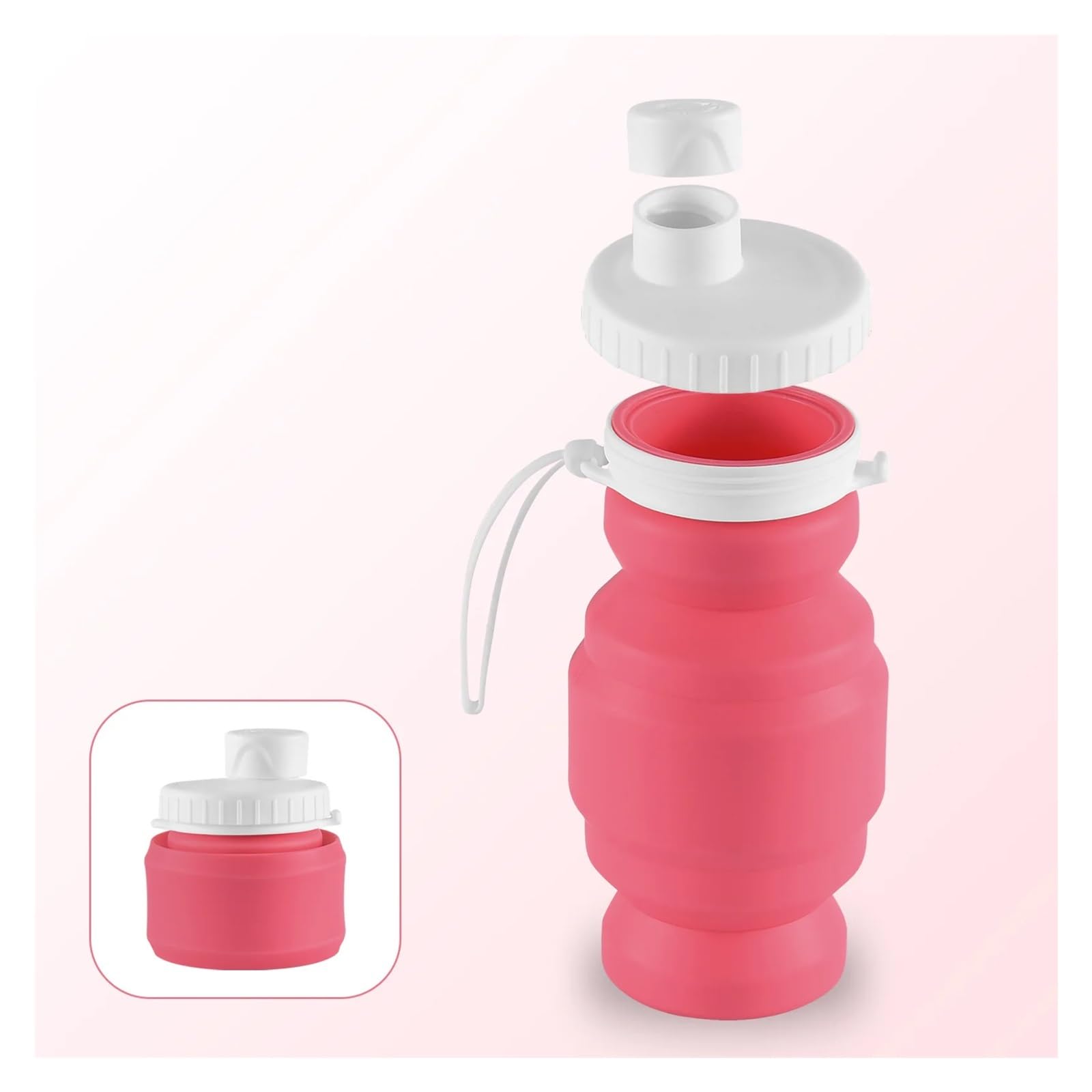 Faltbarer handlicher Becher aus Silikon, Mini-Trinkbecher, gerader Becher, niedlicher Handbecher for den Außenbereich, teleskopischer Druckwasserbecher, tragbar Faltbare Reisetasse(Blue)