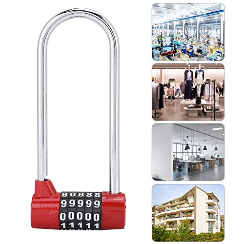 5 Digit Combination Padlock, Long Shackle Padlock Pad Locks with Code for School Gym Employee Locker, Fence(Red) - Image 4