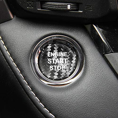 AIRSPEED トヨタ対応 エンジン開始ボタンステッカー リアルカーボン製 スタートボタンカバー 炭素繊維 内側トリム 86 カローラ アバロン クラウン ヴィオス Rav4 C-HR アルファード カムリ ハイランダー適用 (黒)