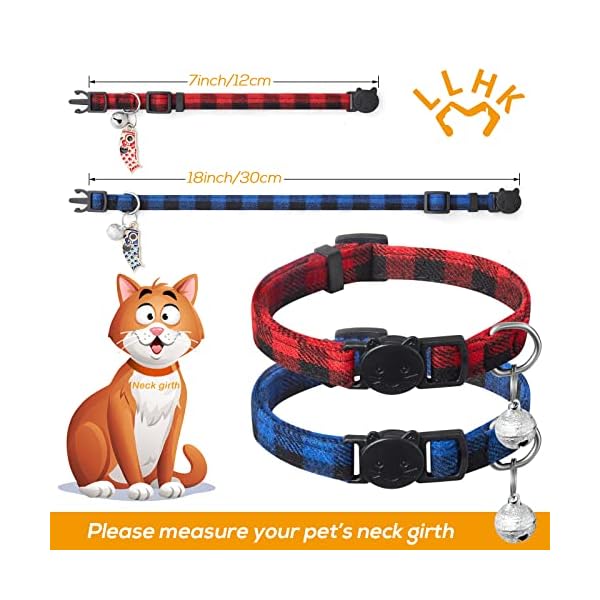 Llhk 4 pack small fish cat collars with bow tie and bell,personalized breakaway kitten collar for girl boy cats,adjustable 7-12inch,cute for kitty kitten adult cats,pet supplies,stuff,accessories - image 6