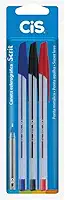 Caneta Esferográfica Scrit 0.7 mm, Azul/Preto/Vermelho, pacote de 3