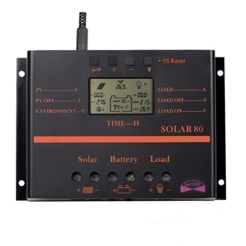 Sun YOBA 80A LCD Solar Panel Charge Controller 12V 24V Auto Switch With USB Charge