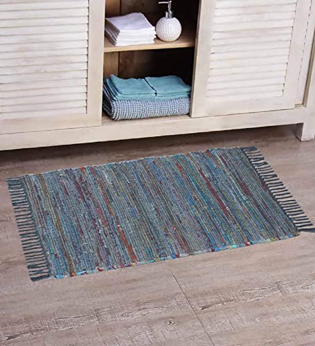 Sisosu Cotton Area Rug - Carpets Suitable For Living Room, Bedroom, Dining Room, Home Décor - Handcrafted Traditional Rugs - Non-Skid - Chindi Cotton Rag - 2’ X 3’ - Dark Grey #TOP2