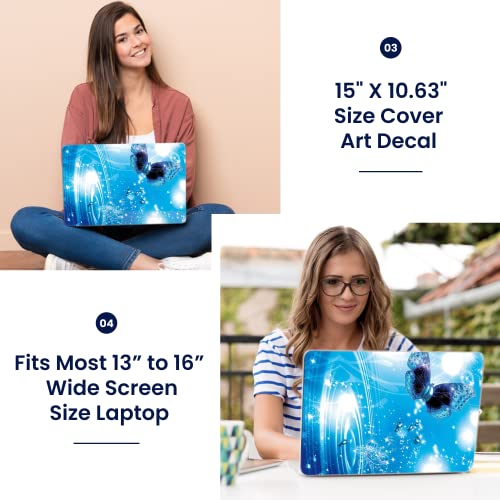 Image of LSS 15 15.6 Inches Laptop Notebook Skin Sticker with 2 Wrist Pads - Reusable Cover Protector Vinyl Sticker Cover Decal Fits 13 inch - 16 inch HP Asus Acer Samsung - Water Butterfly Pattern