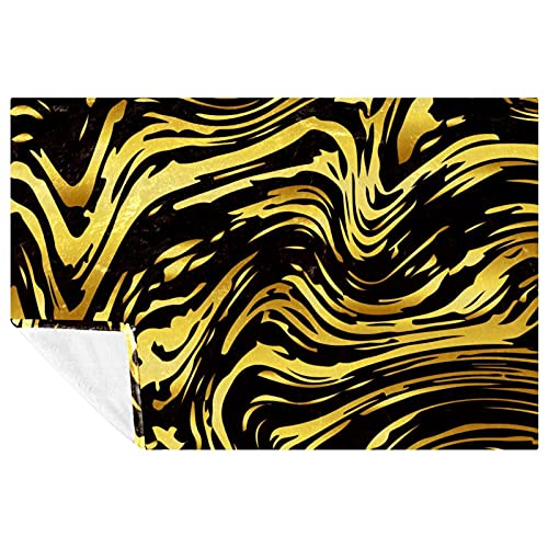 Couverture douce et chaude lit et canapé : plaid marbre doré 150x100 cm - 2