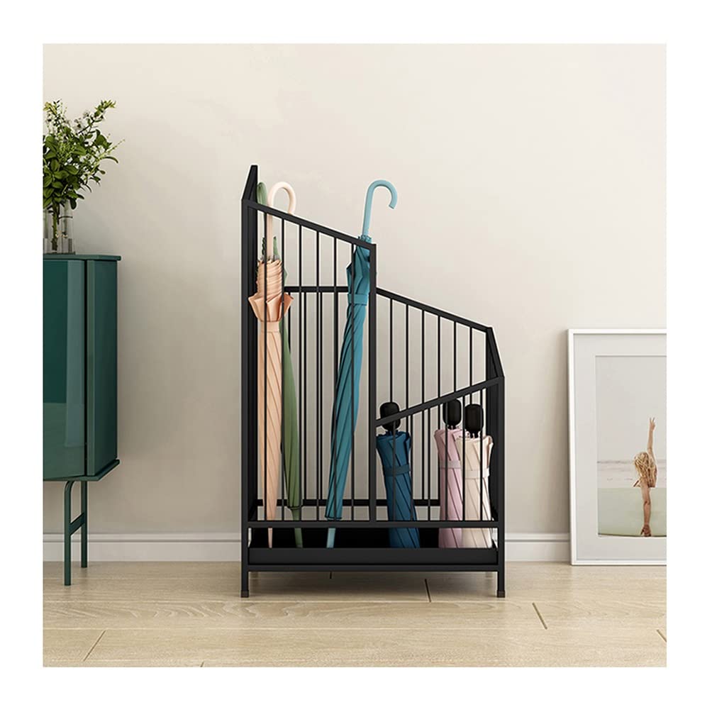 GHHVFEC Commercial Umbrella Stand for 25 Umbrellas, Ideal for Hallway Entry, Mobile Drainage Tray, Stylish Black Design, Perfect for Indoor Use and nization