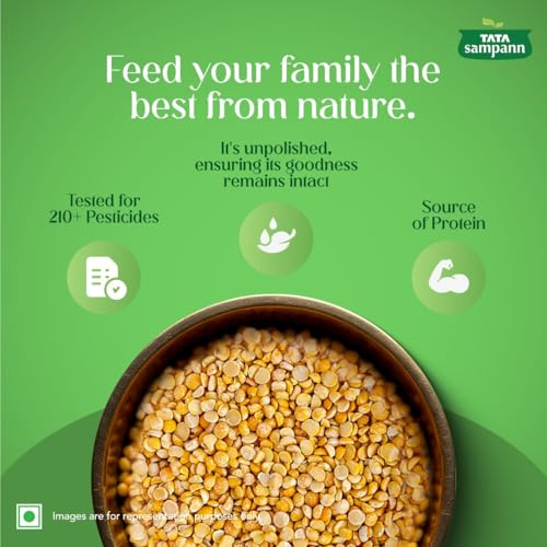 Image of Tata Sampann Organic Unpolished Toor Dal (Arhar Dal), 1 kg (Pack of 3)