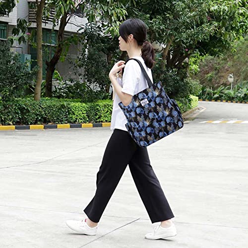 Image of KAMO Floral Tote Bag - Waterproof Lightweight Handbags Travel Shoulder Bag for Hiking Yoga Gym Swimming Travel Beach