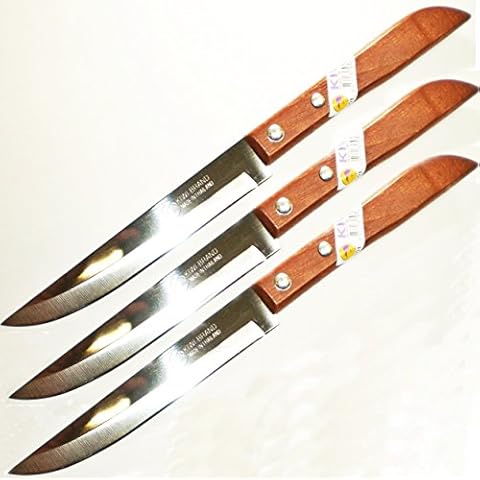 Set of 3 KIWI Stainless Steel Knives, wood handle # 501 Cover