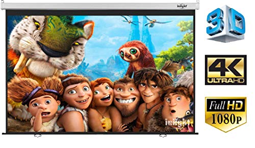 Image of Inlight Wall Manual Pull Down Projector Screen, 84 Inches Diagonal | in 4:3 Format, 6 Ft. x 4 Ft., in High Gain Fabric, No Autolock /Instalock, Supports UHD-3D-4K Technology(White)