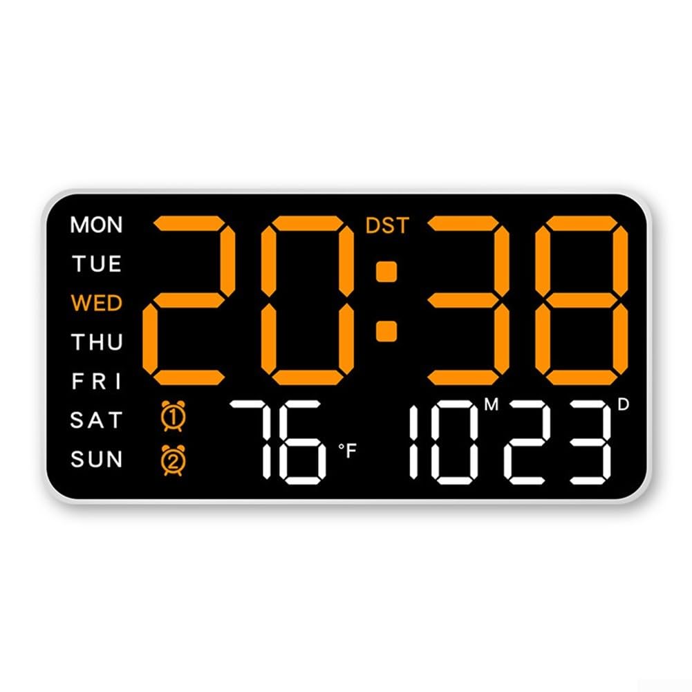 ChicBosomn Large Digital Wall Clock with Remote Control LED Large Display Timer with Temperature Date Week Auto DST Adjustable Brightness, Big Wall Alarm Clock(B)