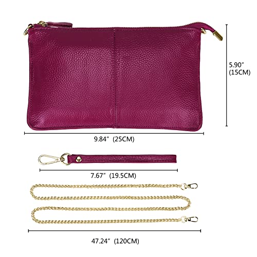 Image of Uromee Genuine Leather Wristlet Wallet Clutch Purses with Detachable Chain
